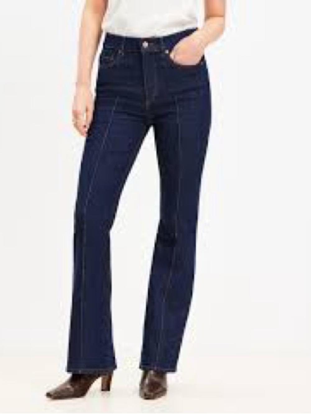 LOFT Dark Blue Flare High-Rise Jeans